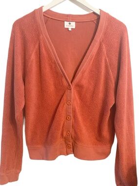 Sundry Women's Rusty Pink Button-Up Faux Fleece Cardigan Size 1